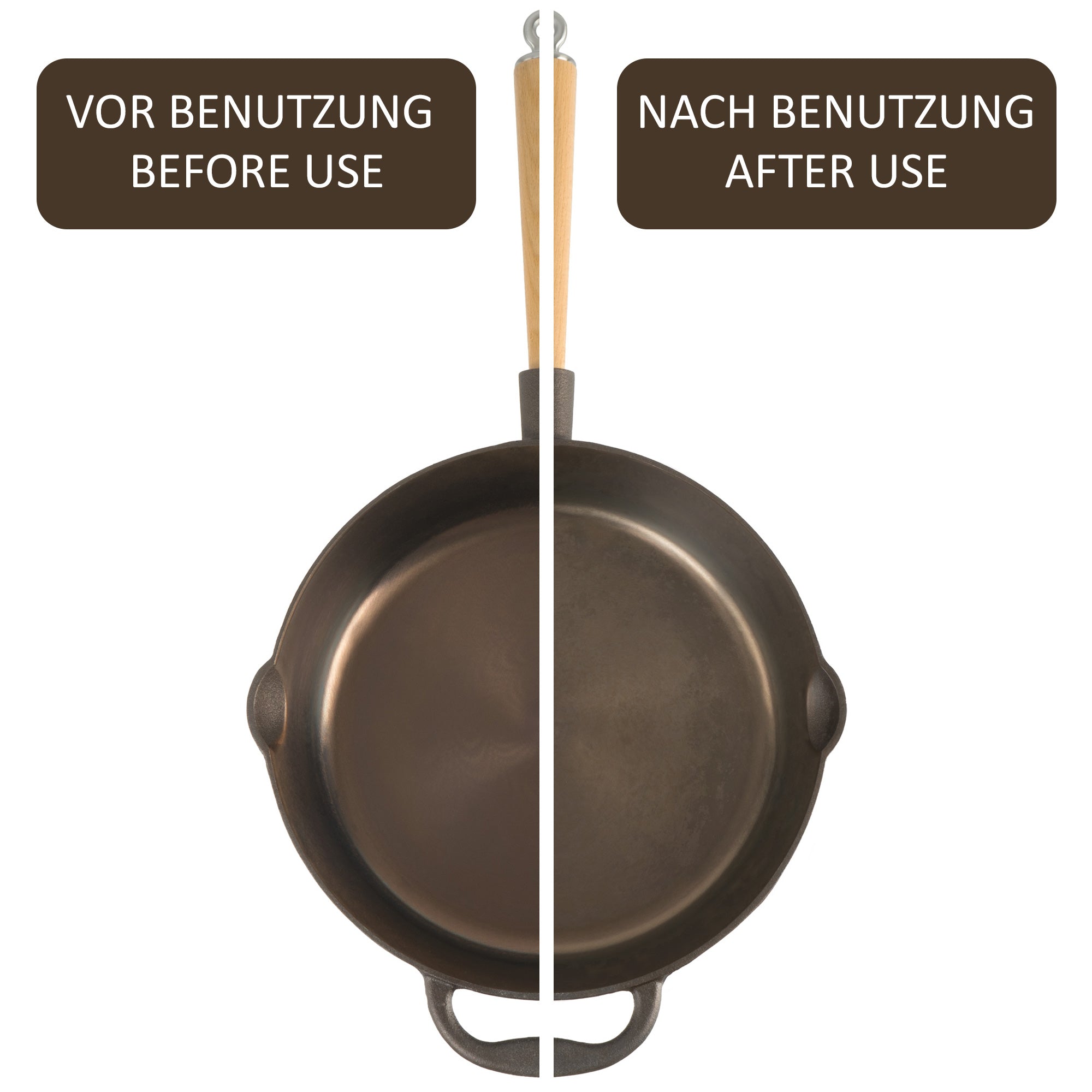 Gusseisenpfanne, Ø 27 cm, Gusseisen, poliert, mit zwei Ausgießern