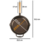 Poêle en fonte, Ø 27 cm, en fonte polie, avec deux becs verseurs