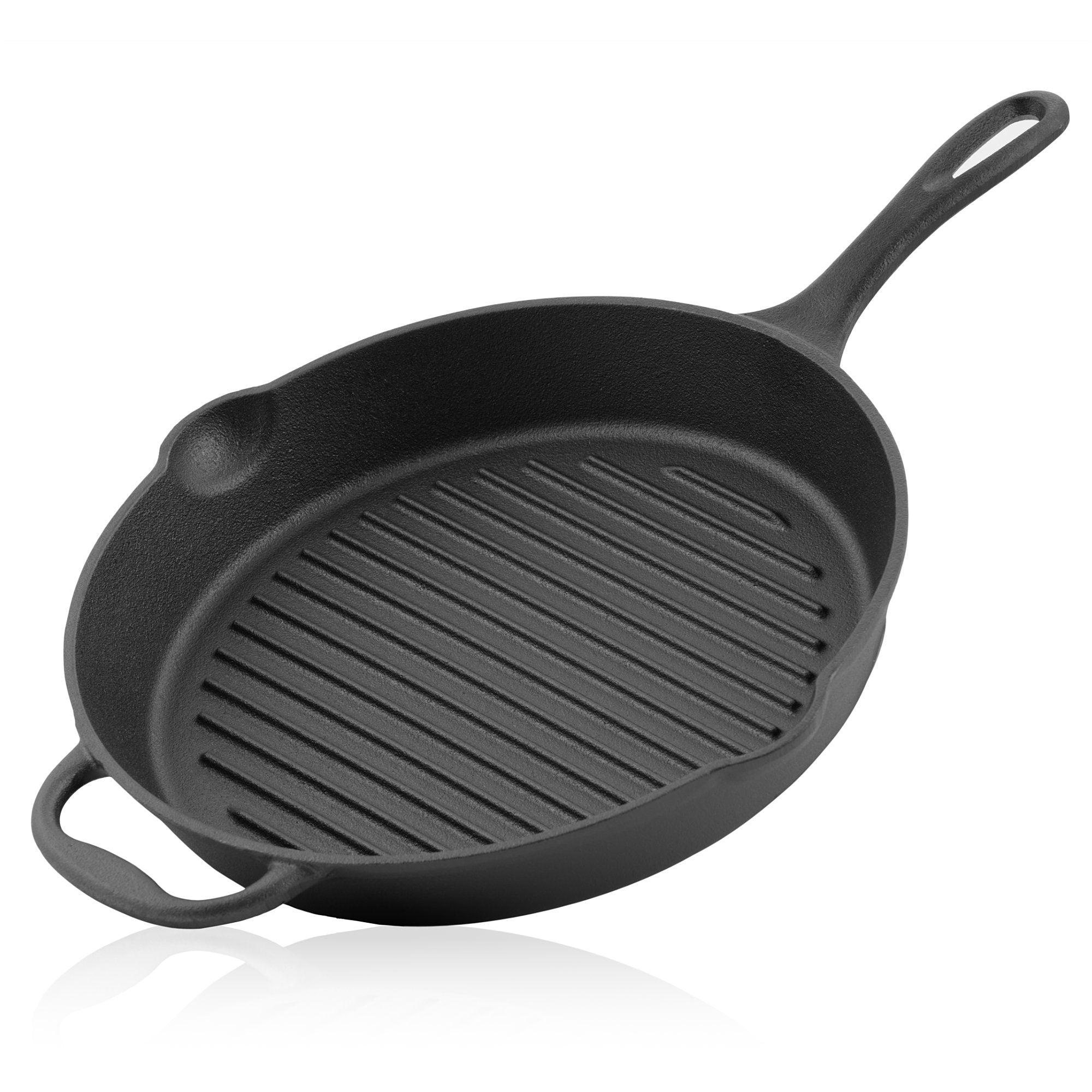 Frying pan, Ø 29 cm, cast iron, with handle and two spouts