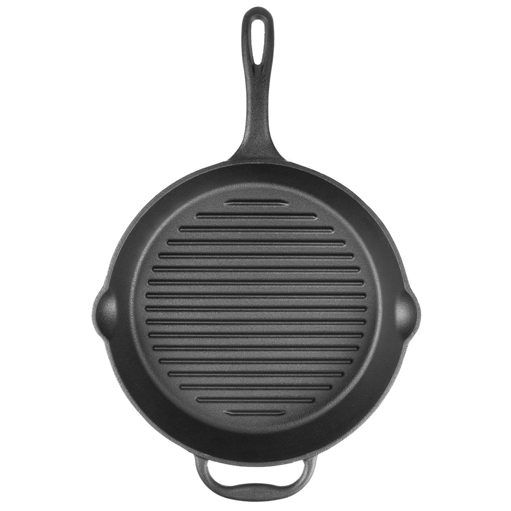 Frying pan, Ø 29 cm, cast iron, with handle and two spouts