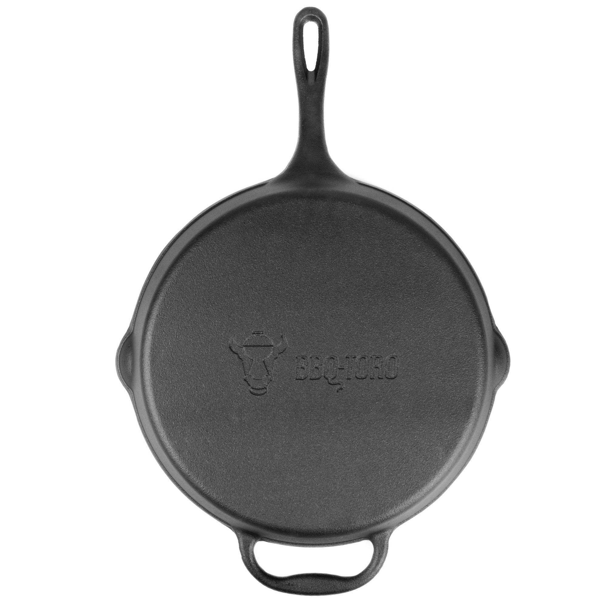 Frying pan, Ø 29 cm, cast iron, with handle and two spouts