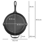 Poêle à frire, Ø 29 cm, en fonte, avec poignée et deux becs verseurs