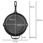 Poêle à frire, Ø 29 cm, en fonte, avec poignée et deux becs verseurs