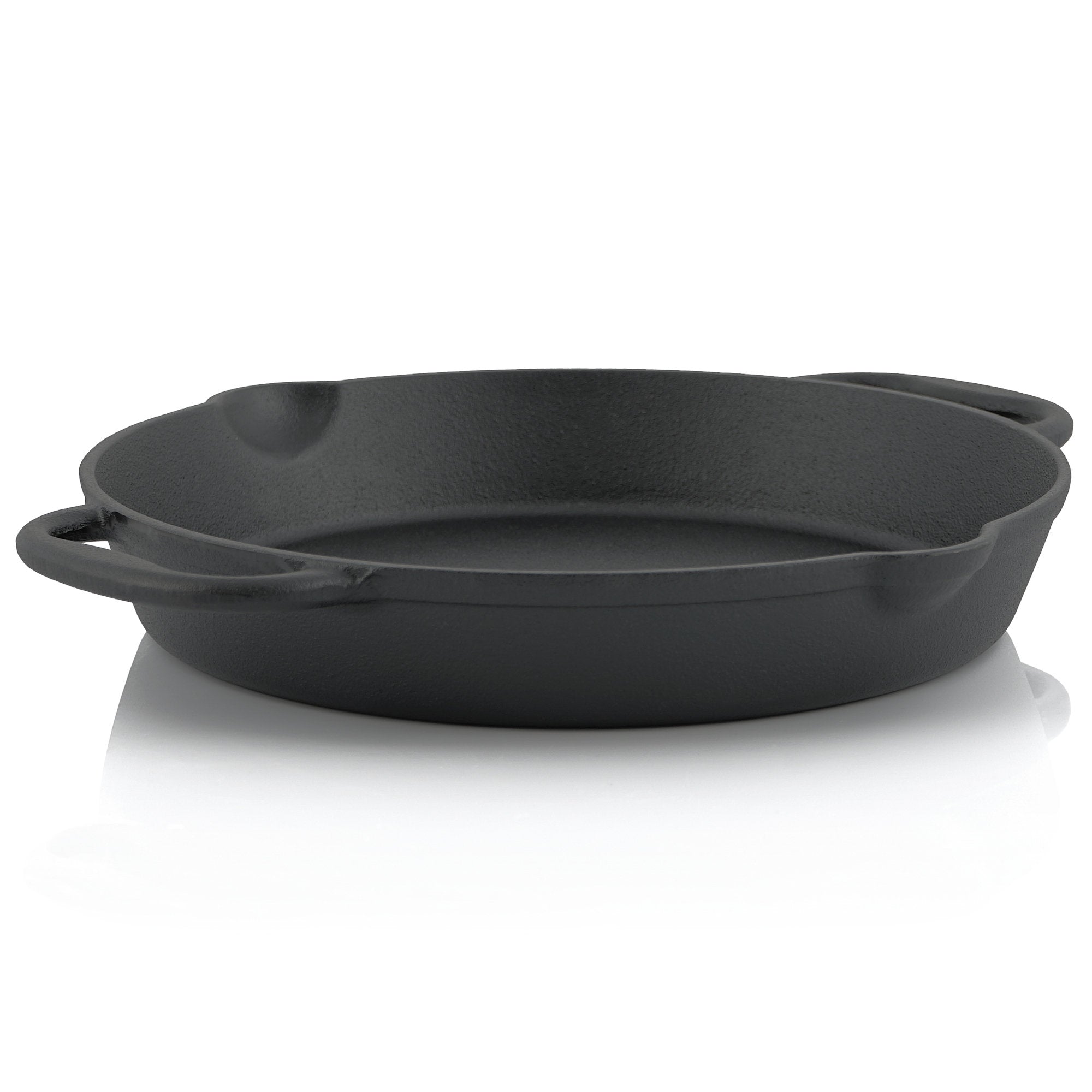 Grill pan, cast iron, with two handles, two spouts