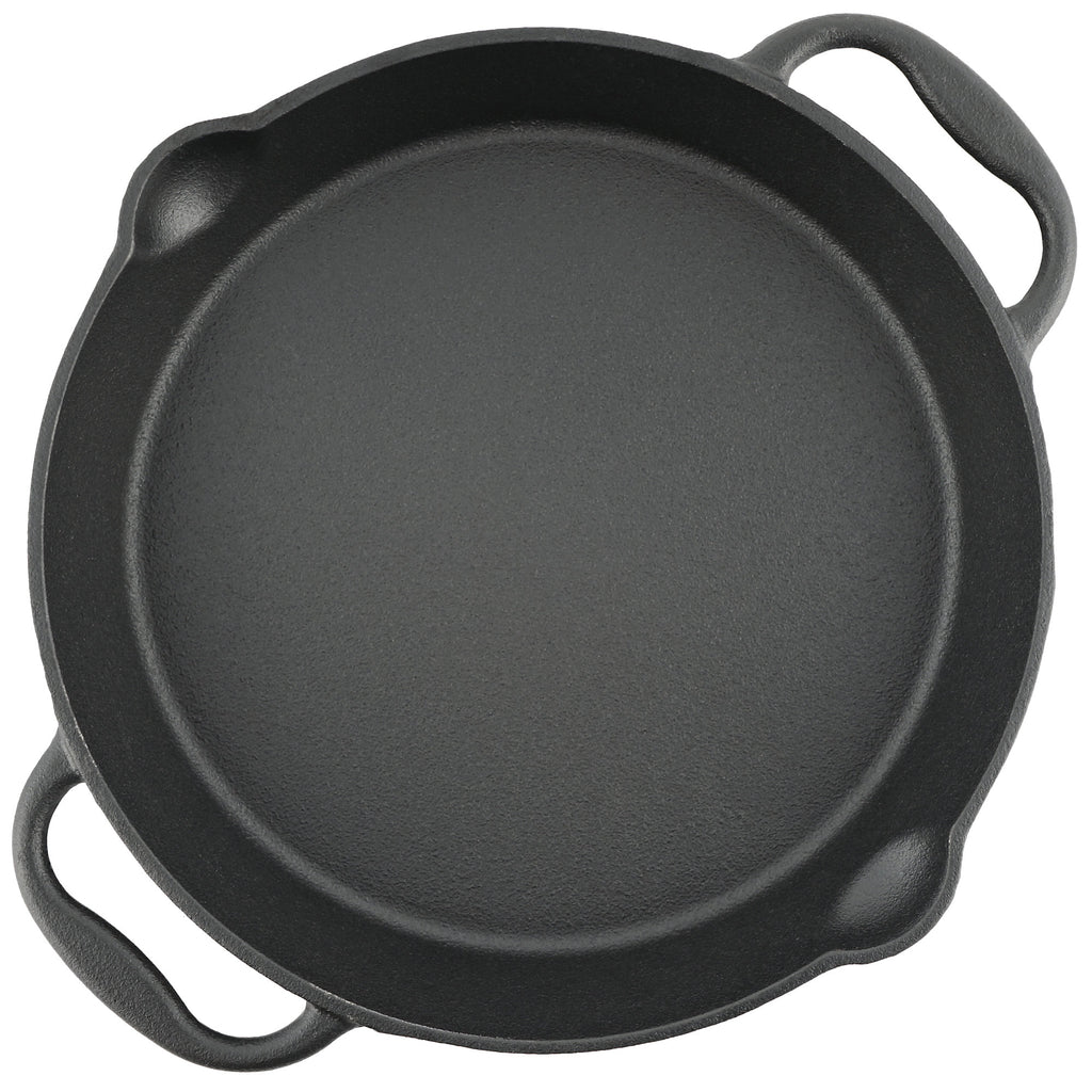 Grill pan, cast iron, with two handles, two spouts