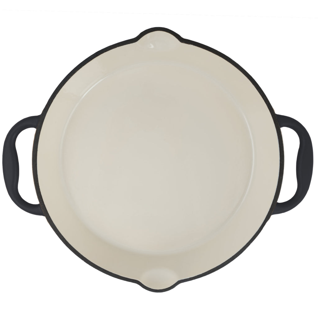 Poêle à frire, Ø 29 cm, en fonte émaillée, avec deux poignées et deux becs verseurs