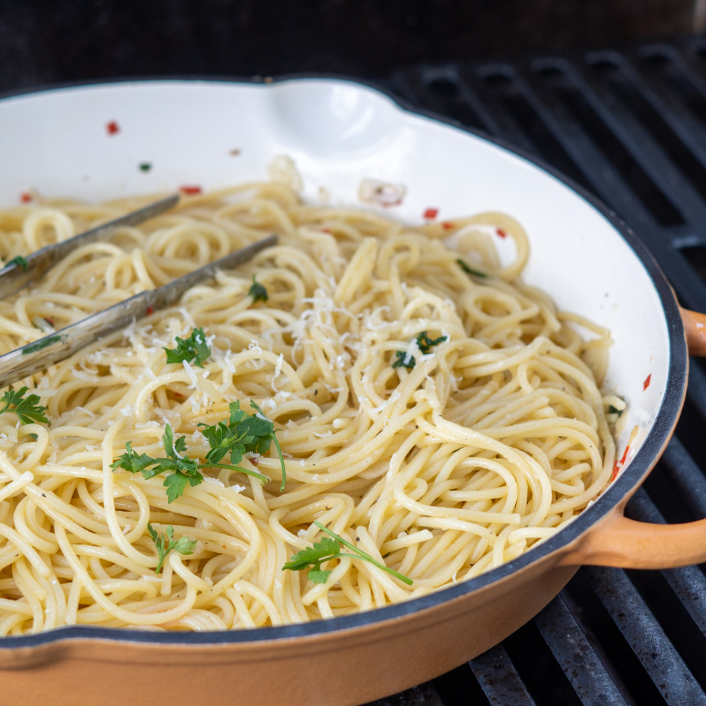 Poêle à frire, Ø 29 cm, en fonte émaillée, avec deux poignées et deux becs verseurs