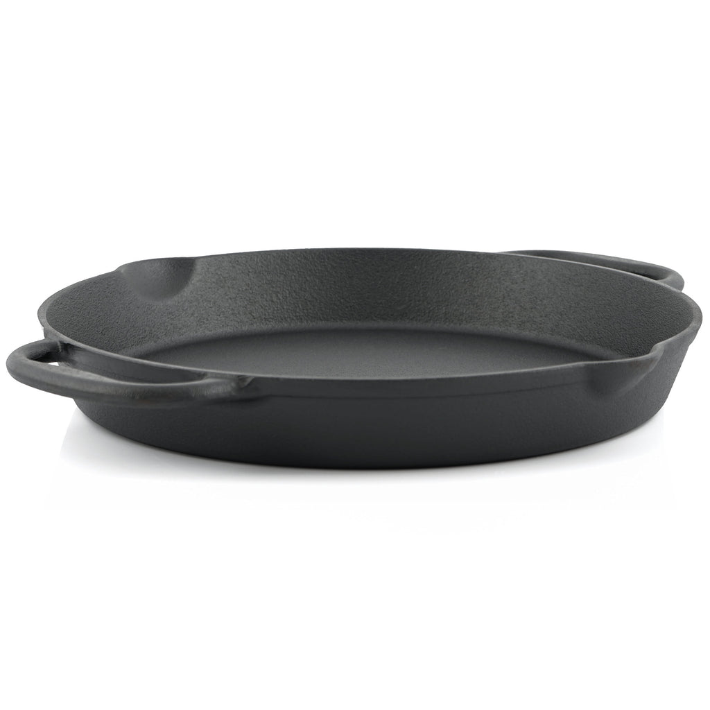 Grill pan, cast iron, with two handles, two spouts