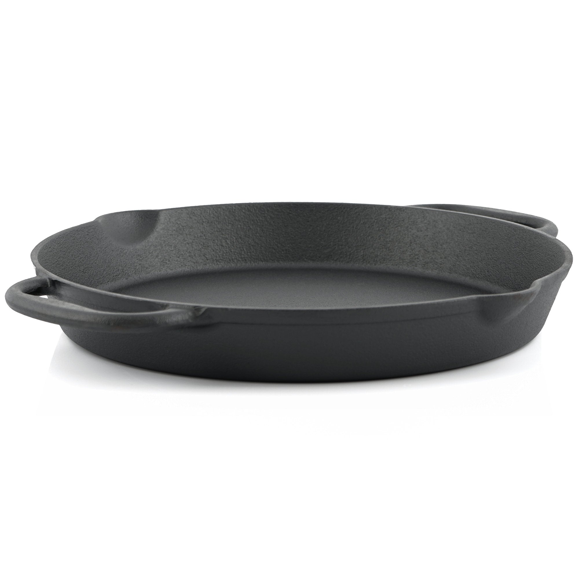 Grill pan, cast iron, with two handles, two spouts