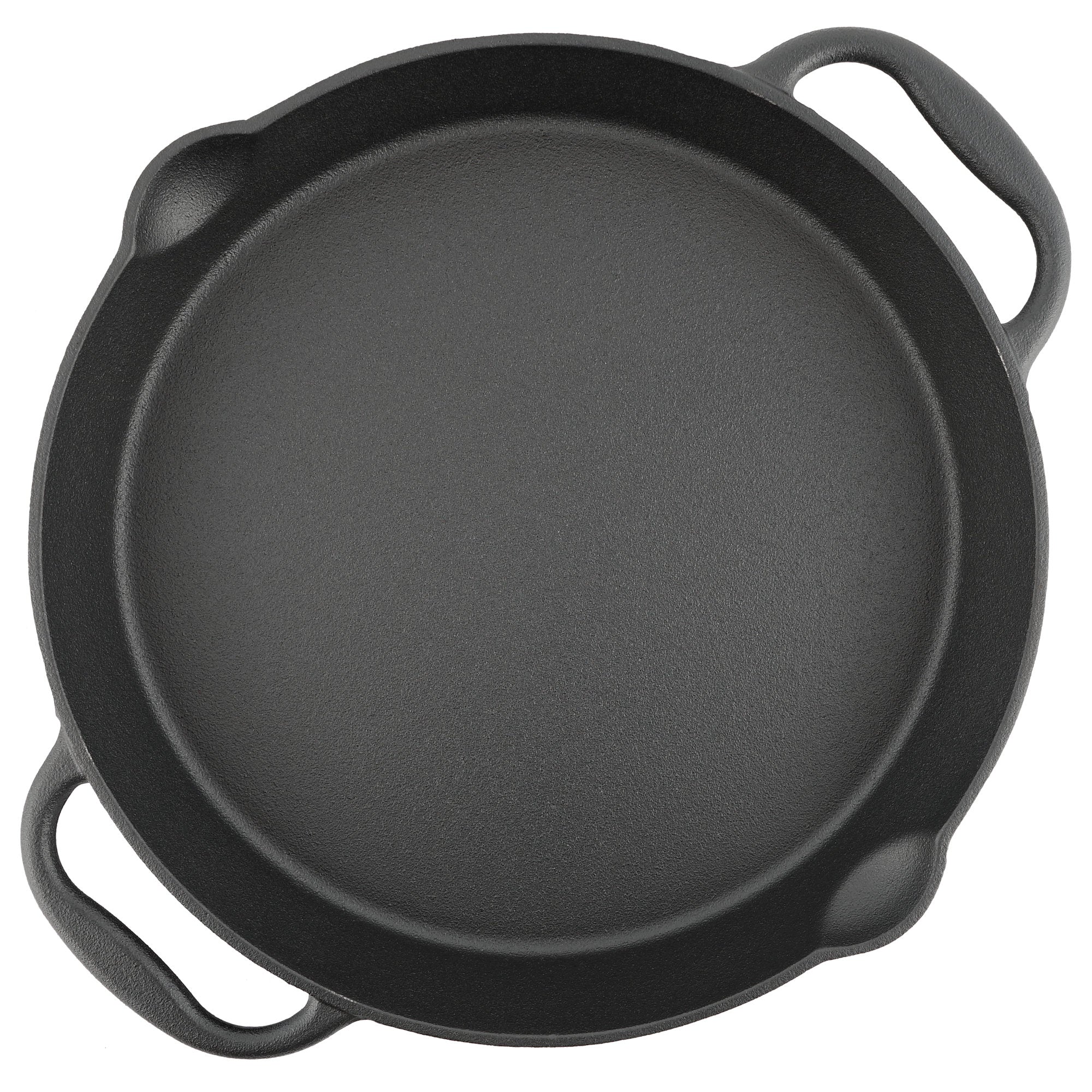 Grill pan, cast iron, with two handles, two spouts