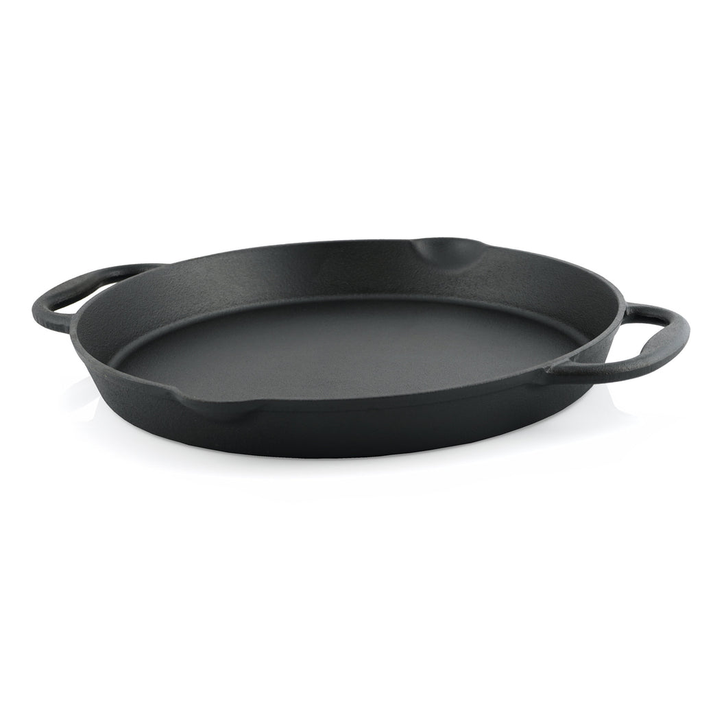 Grill pan, cast iron, with two handles, two spouts