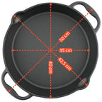Grill pan, cast iron, with two handles, two spouts