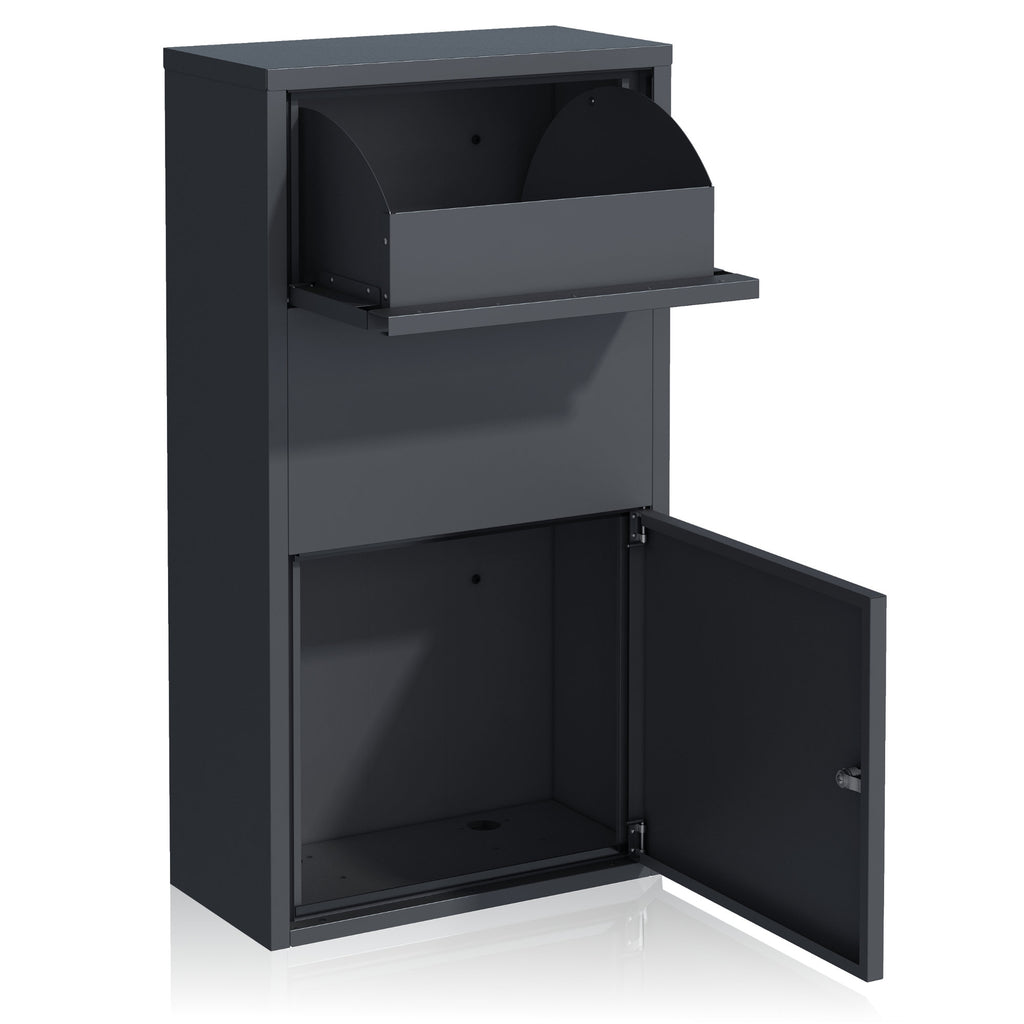 Mailbox with parcel compartment, RAL 7016 anthracite, powder-coated steel