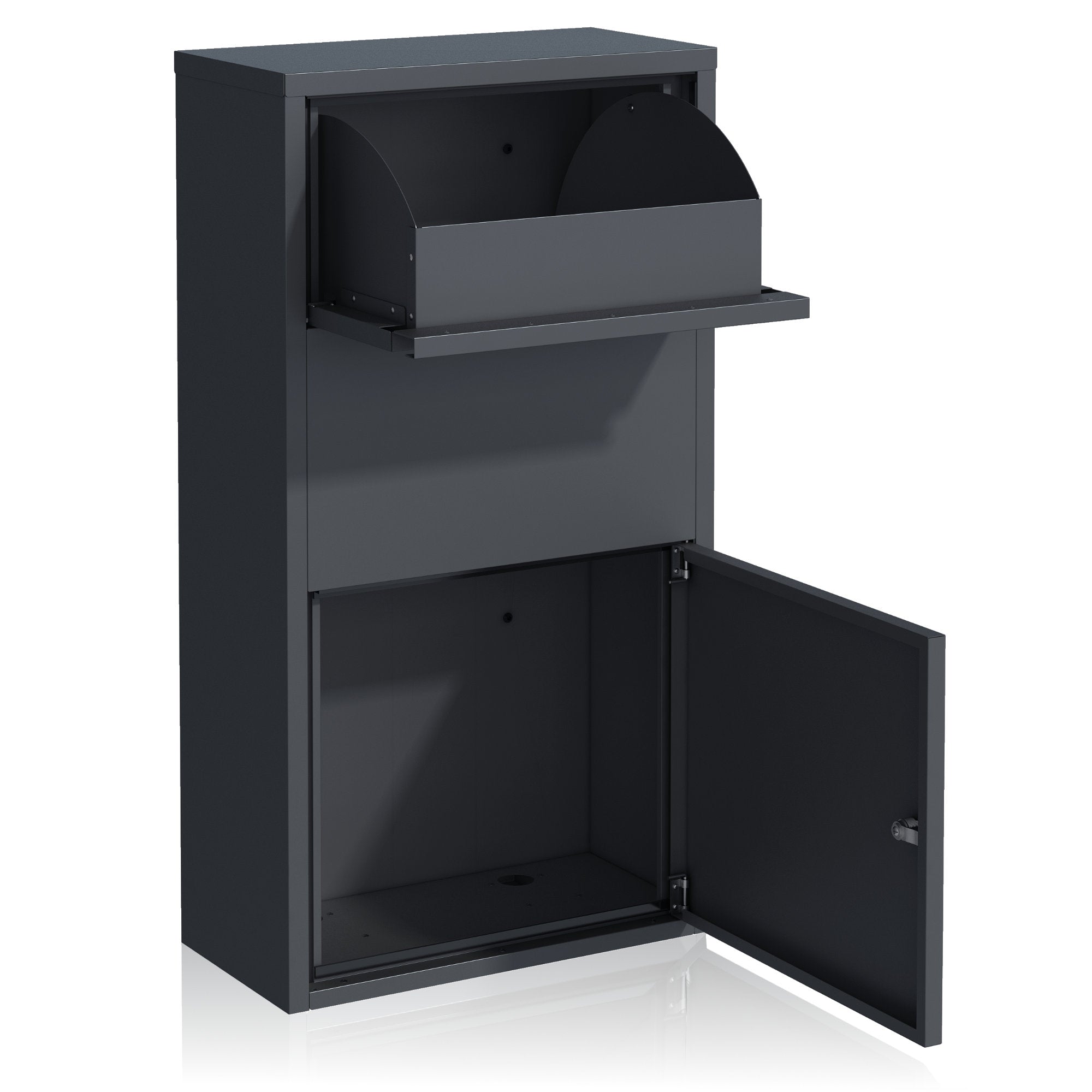 Mailbox with parcel compartment, RAL 7016 anthracite, powder-coated steel