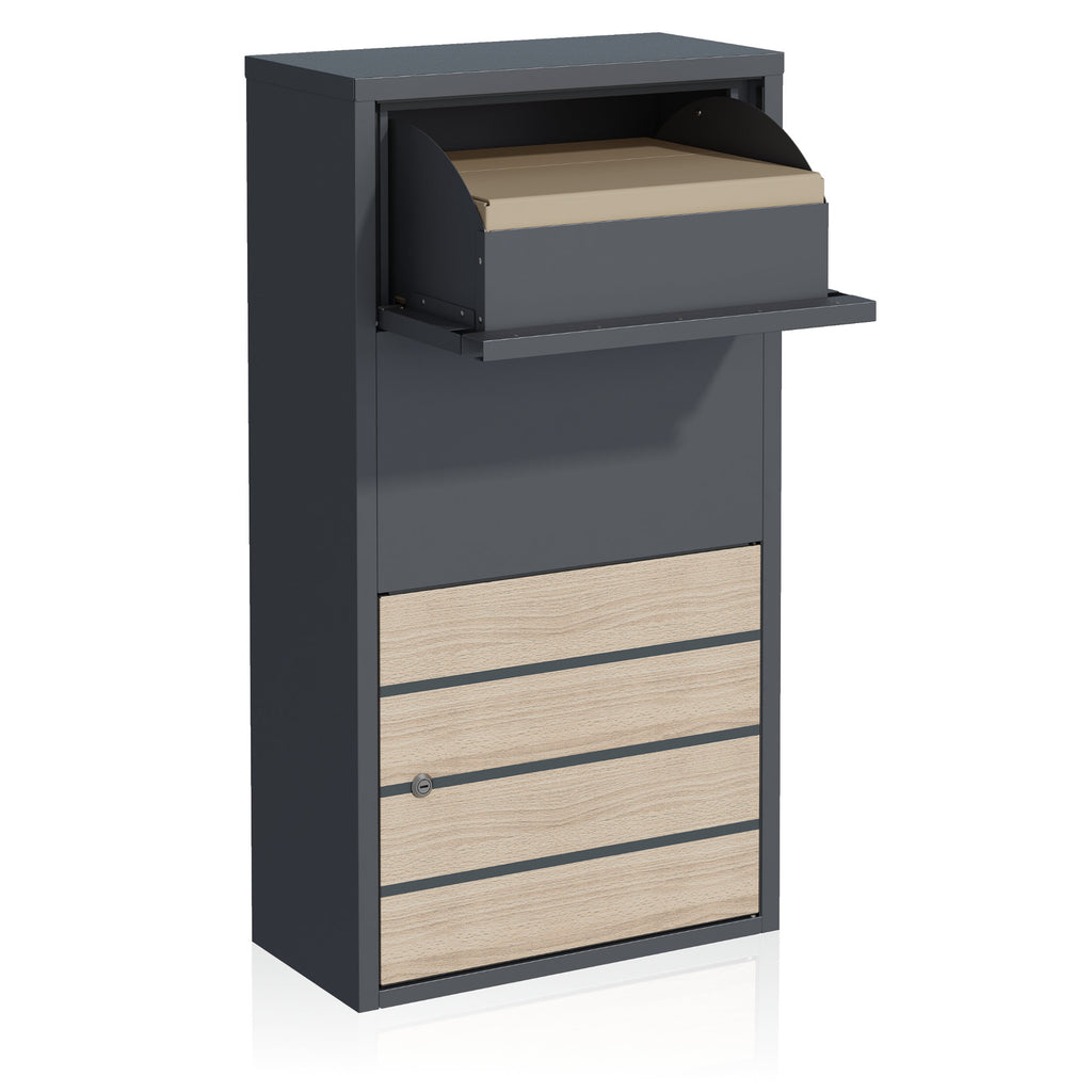 Mailbox with parcel compartment, RAL 7016 anthracite, powder-coated steel