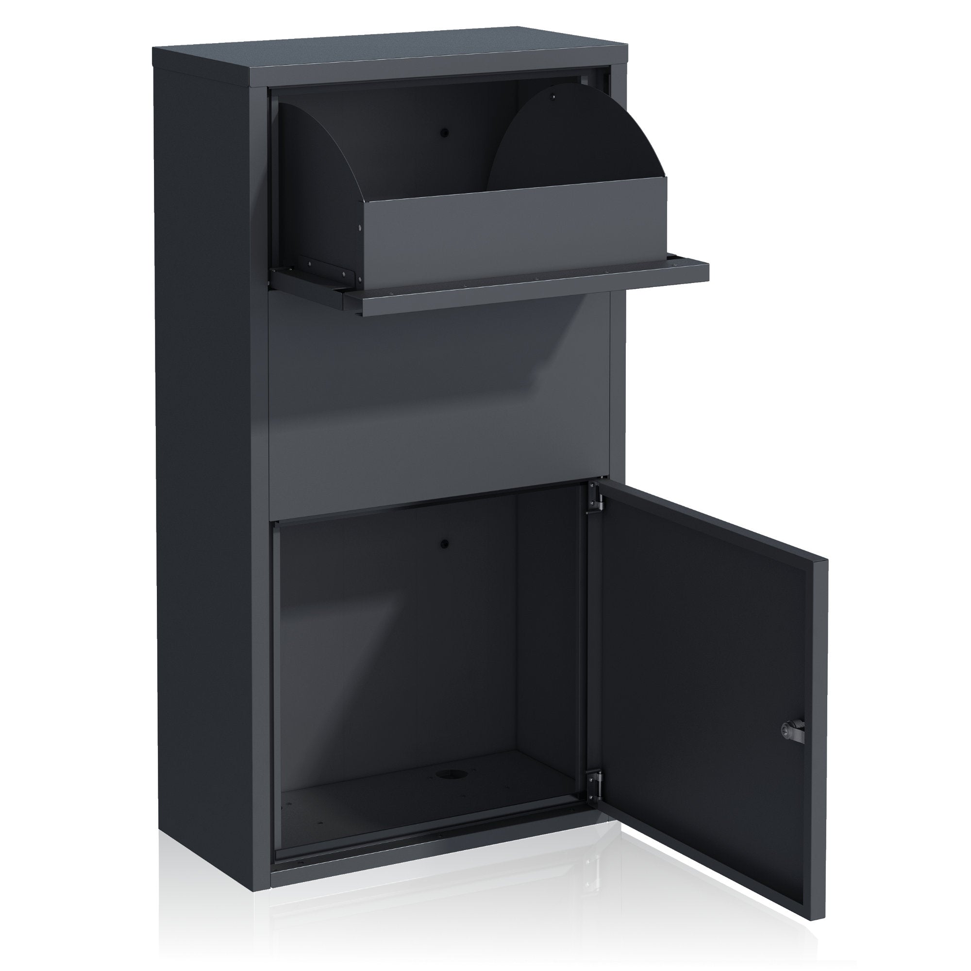 Mailbox with parcel compartment, RAL 7016 anthracite, powder-coated steel