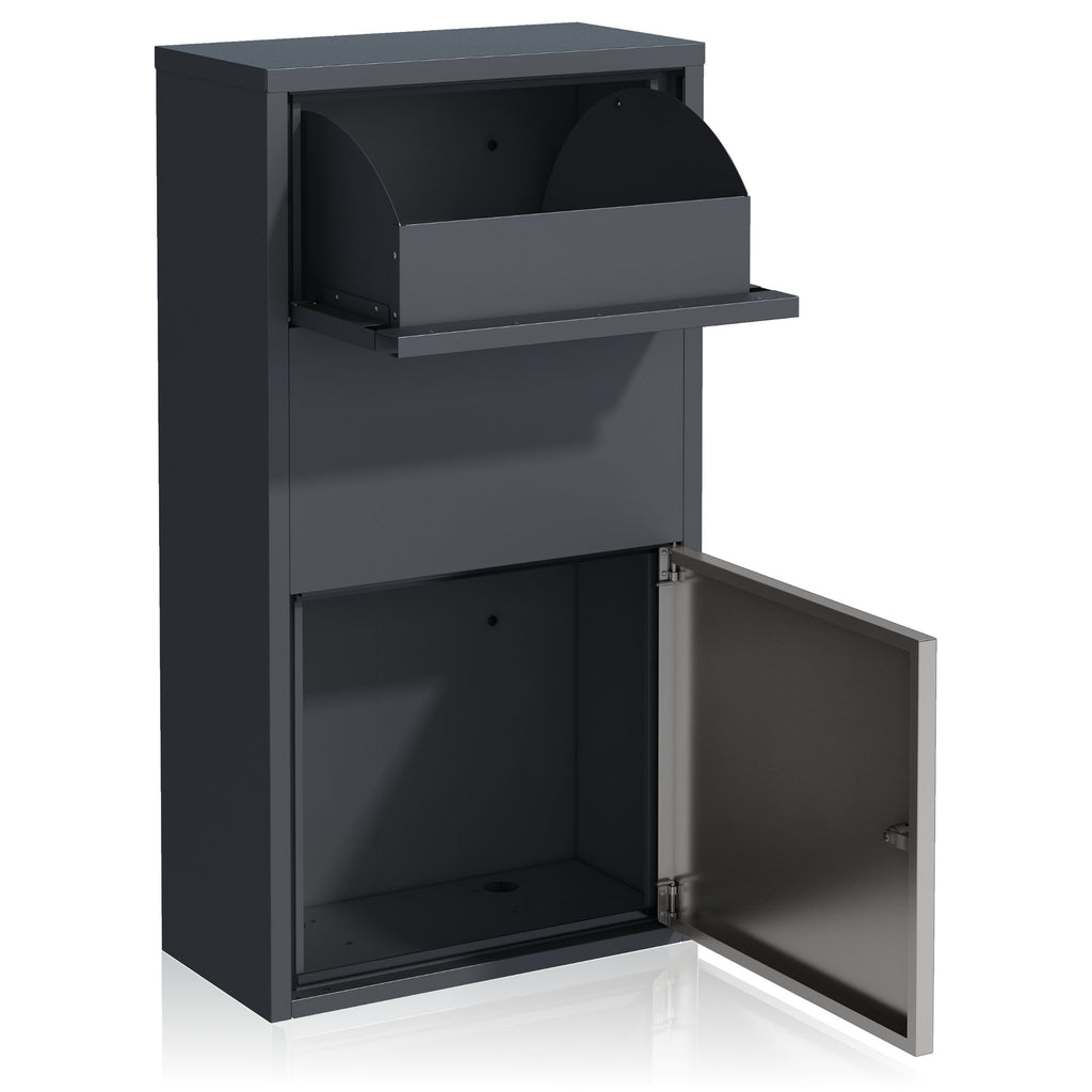 Mailbox with parcel compartment, RAL 7016 anthracite, powder-coated steel
