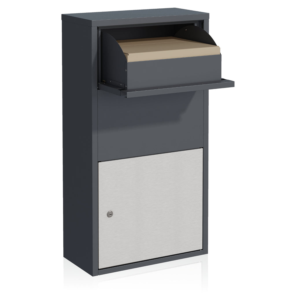 Mailbox with parcel compartment, RAL 7016 anthracite, powder-coated steel