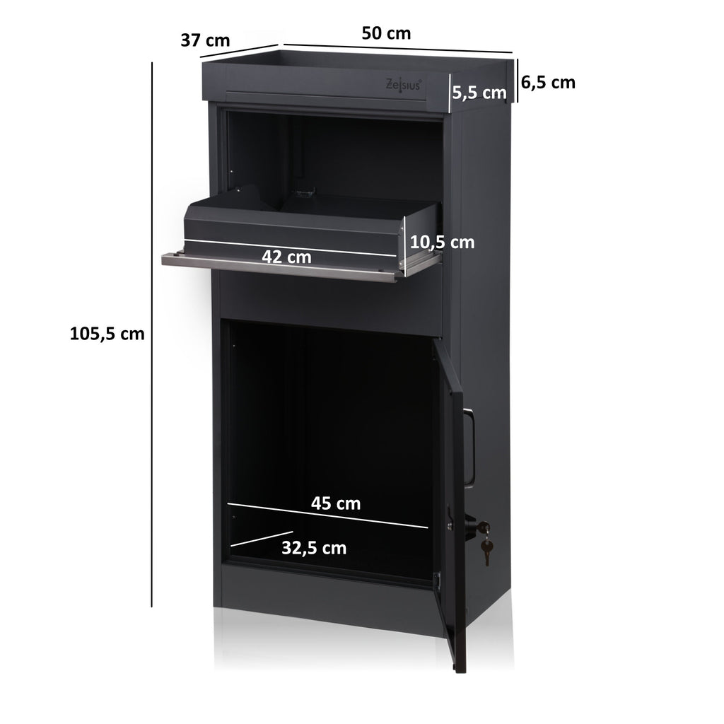 Boîte aux lettres pour colis, acier thermolaqué, anthracite RAL7016