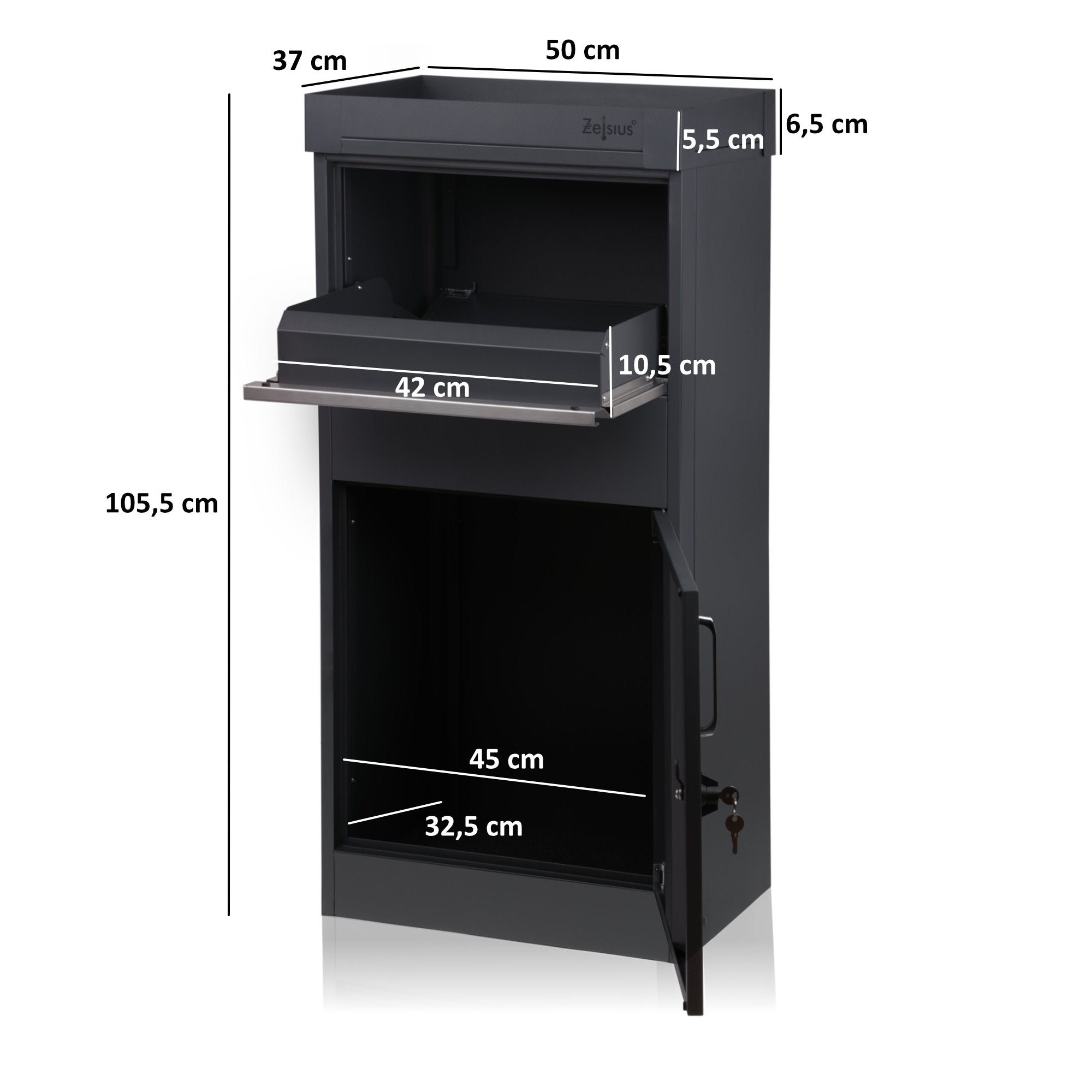 Boîte aux lettres pour colis, acier thermolaqué, anthracite RAL7016