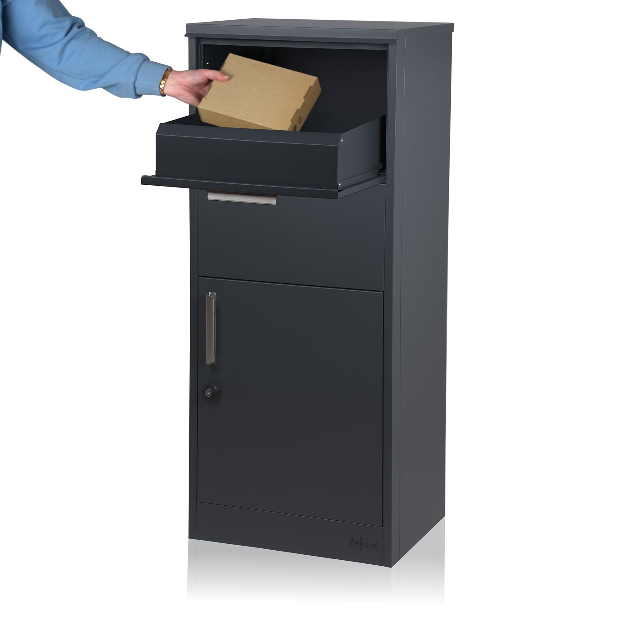 Boîte aux lettres pour colis, acier thermolaqué, anthracite RAL7016
