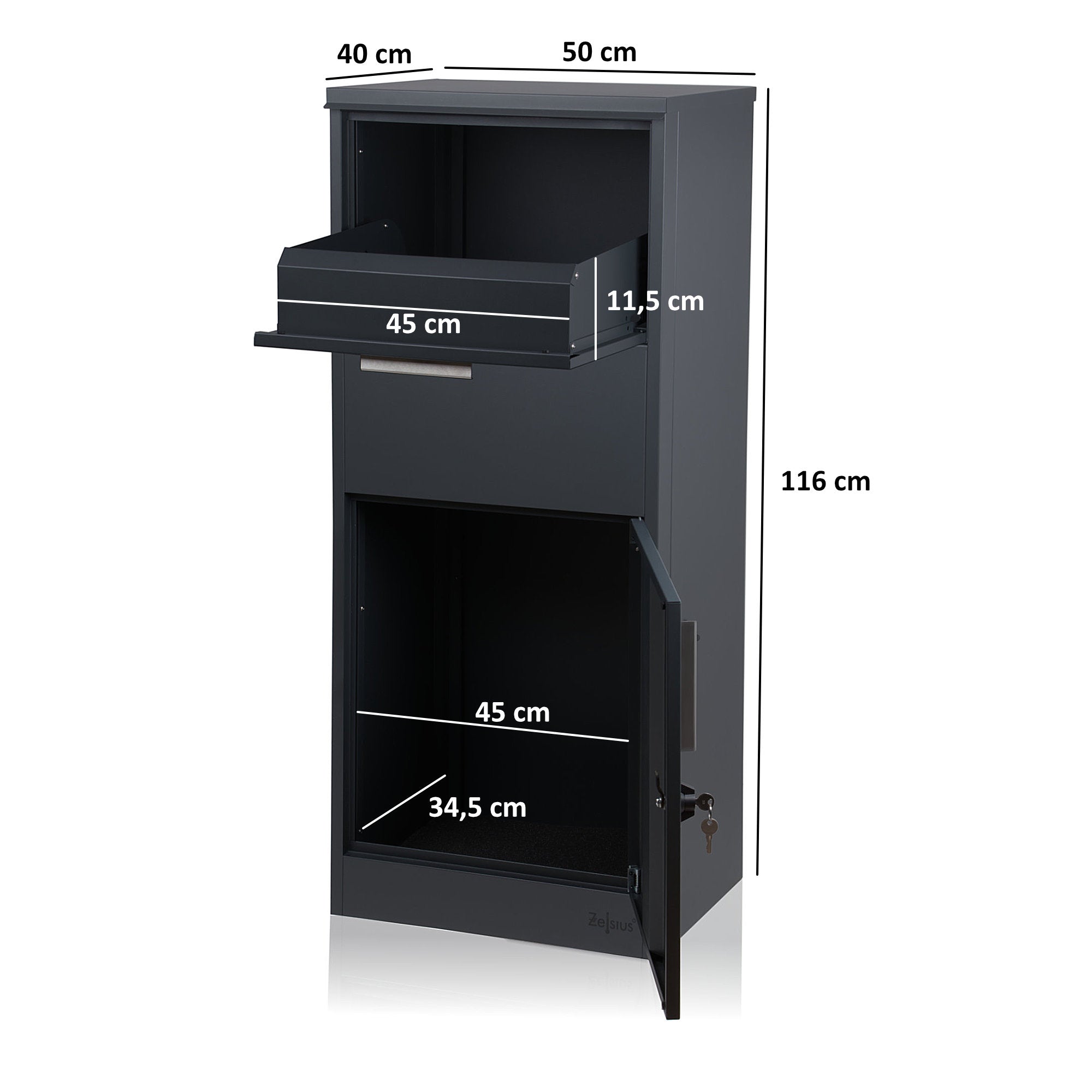 Boîte aux lettres pour colis, acier thermolaqué, anthracite RAL7016