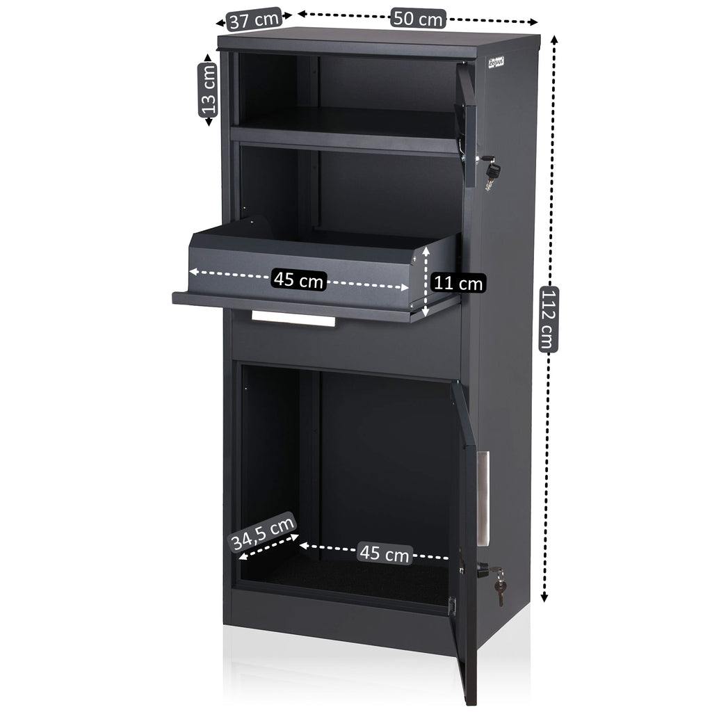 Boîte aux lettres pour colis, acier thermolaqué, anthracite RAL7016