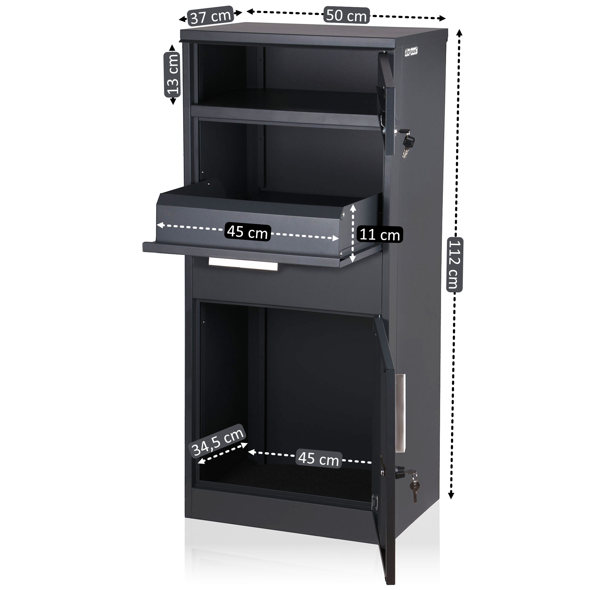 Boîte aux lettres pour colis, acier thermolaqué, anthracite RAL7016