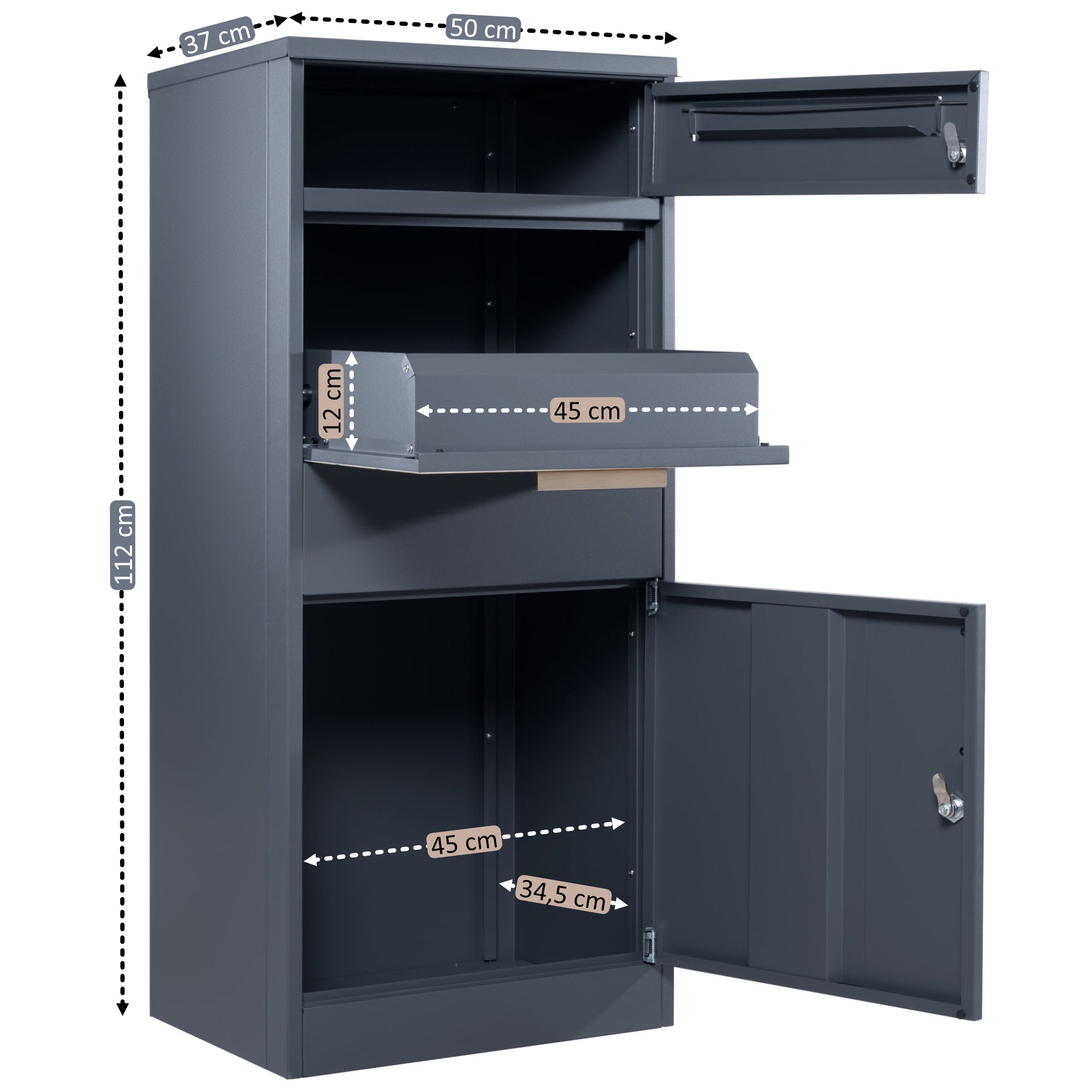 Boîte aux lettres pour colis, acier thermolaqué, anthracite RAL7016