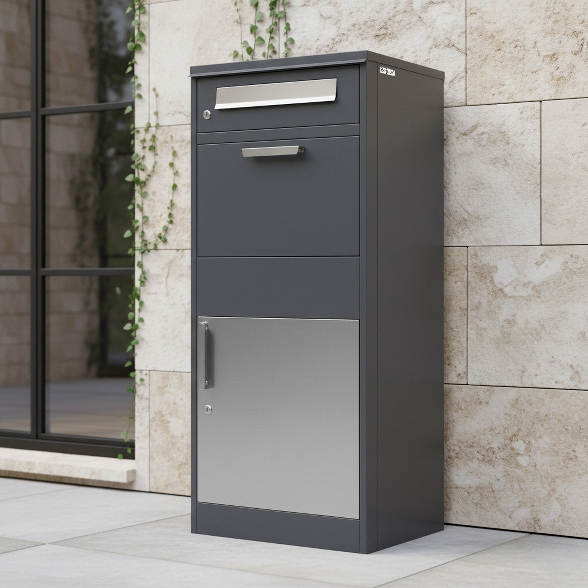 Boîte aux lettres pour colis, acier thermolaqué, anthracite RAL7016