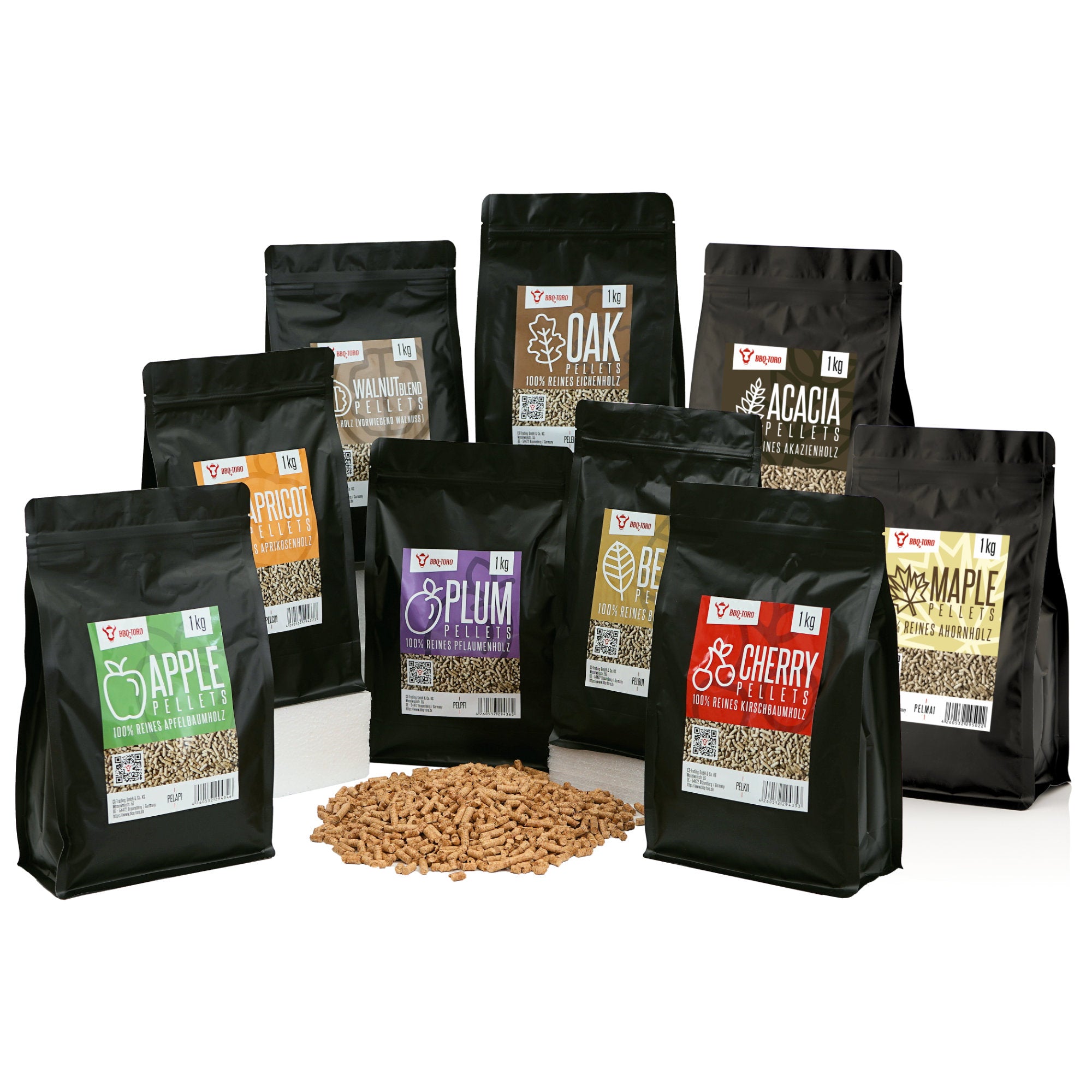 Kit de pellets à fumer, 100 % bois, 9 variétés de 1 kg chacune