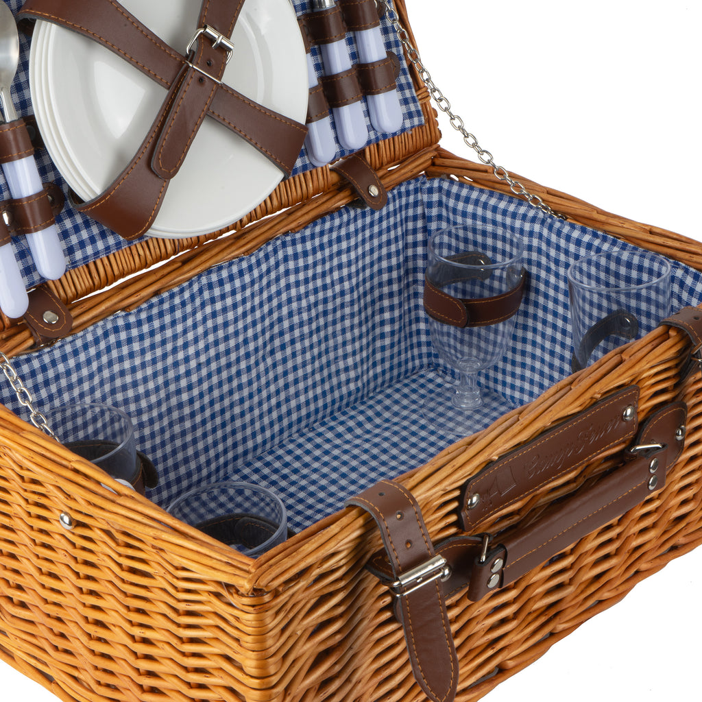 Panier de pique-nique comprenant un service de table de 29 pièces pour 4 personnes