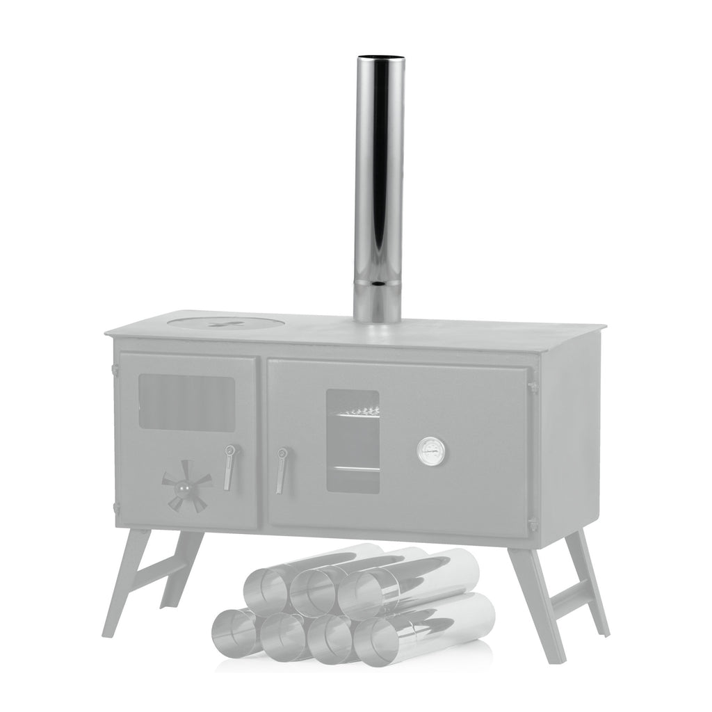 Stove pipe, Ø 6 cm, length 32.5 cm, stainless steel