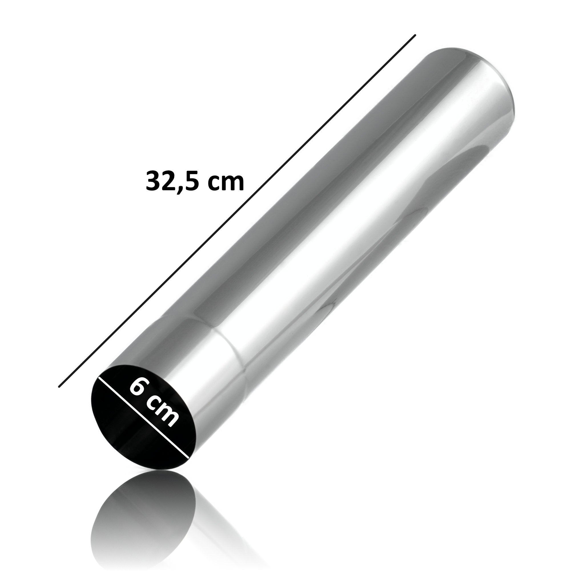 Stove pipe, Ø 6 cm, length 32.5 cm, stainless steel
