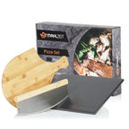 Pizza set, 3-piece, 38 x 30 cm pizza stone, including peel and knife