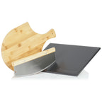 Pizza set, 3-piece, 38 x 30 cm pizza stone, including peel and knife