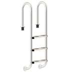 Échelle de piscine à 3 marches, en acier inoxydable, 50,2 x 36,5 x 158 cm, avec revêtement antidérapant.