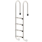 Échelle de piscine à 4 marches, en acier inoxydable, 50,2 x 36,5 x 183 cm, avec revêtement antidérapant.