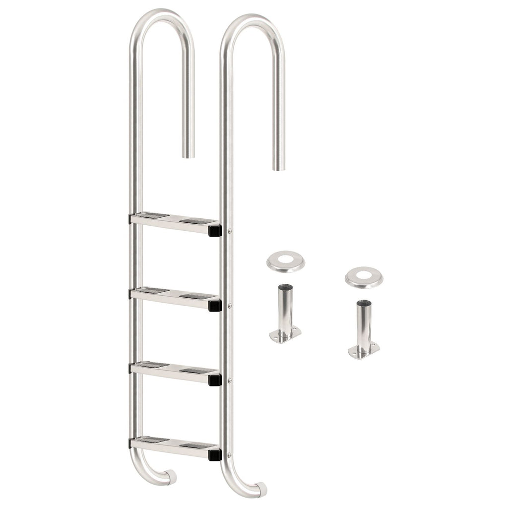 Échelle de piscine à 4 marches, en acier inoxydable, 50 x 26,5 x 157 cm, avec revêtement antidérapant.