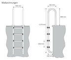Échelle de piscine à 4 marches, en acier inoxydable, 50 x 26,5 x 157 cm, avec revêtement antidérapant.