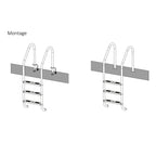 Pool ladder, 3 steps, stainless steel, 50 x 62 x 157 cm, including anti-slip surface