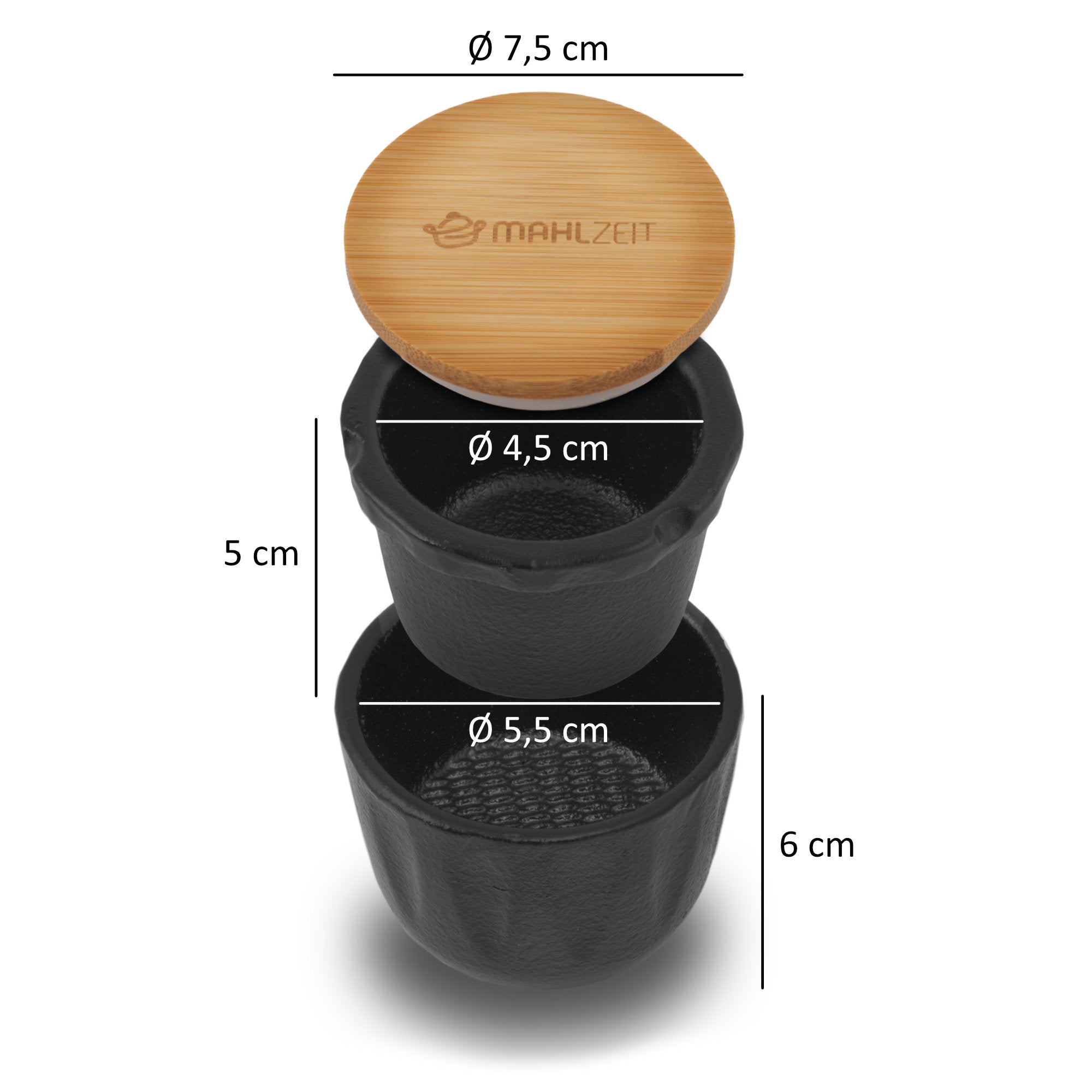 Moulin à poivre « Peppermill », Ø 7,5 x (H) 8 cm, en fonte, avec couvercle en bambou