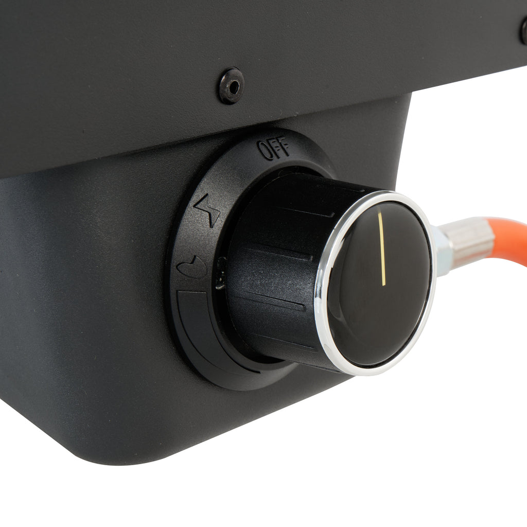 Gas pizza oven, including thermometer