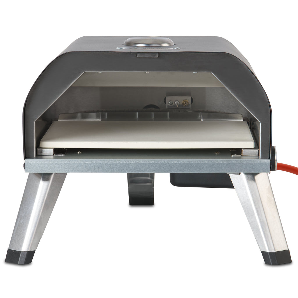 Gas pizza oven, including thermometer