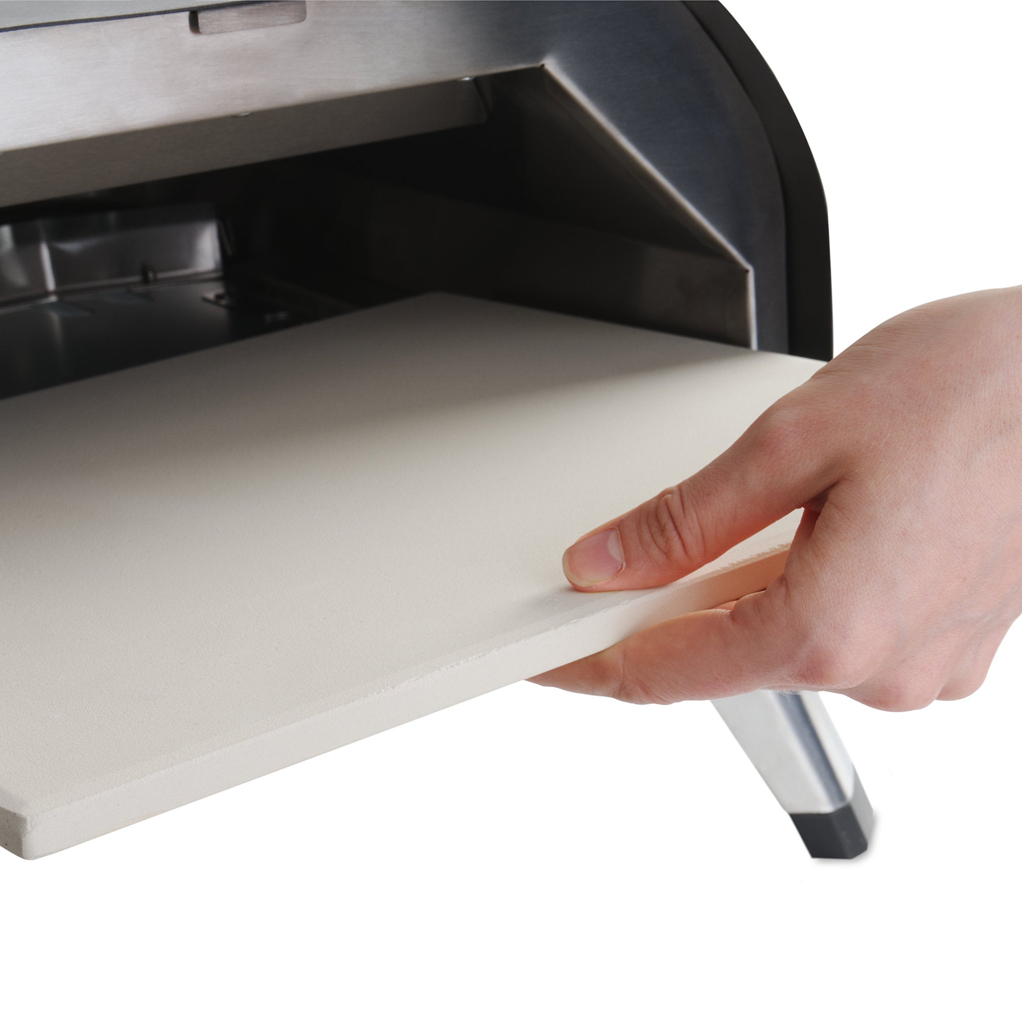 Gas pizza oven, including thermometer