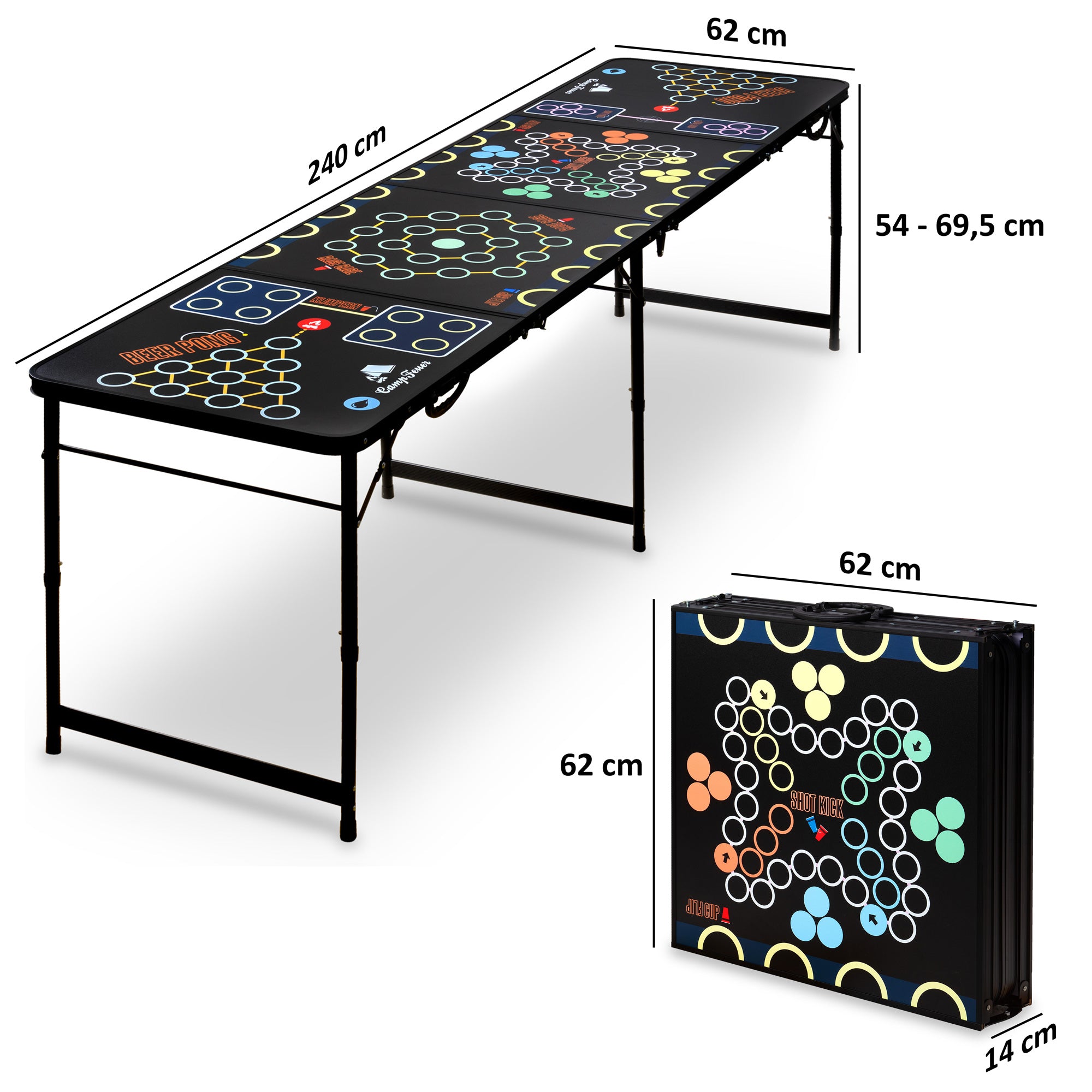 Table de beer pong, jeu multi-jeux 6 en 1, pliable