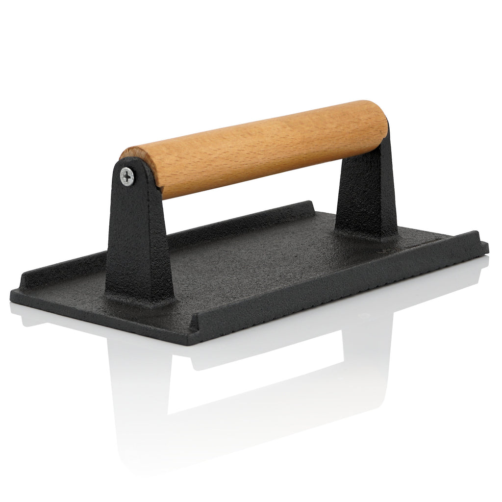 Ensemble de cloches chauffantes, Ø 31,5 cm, acier inoxydable, comprenant un poids à viande en fonte (carré)