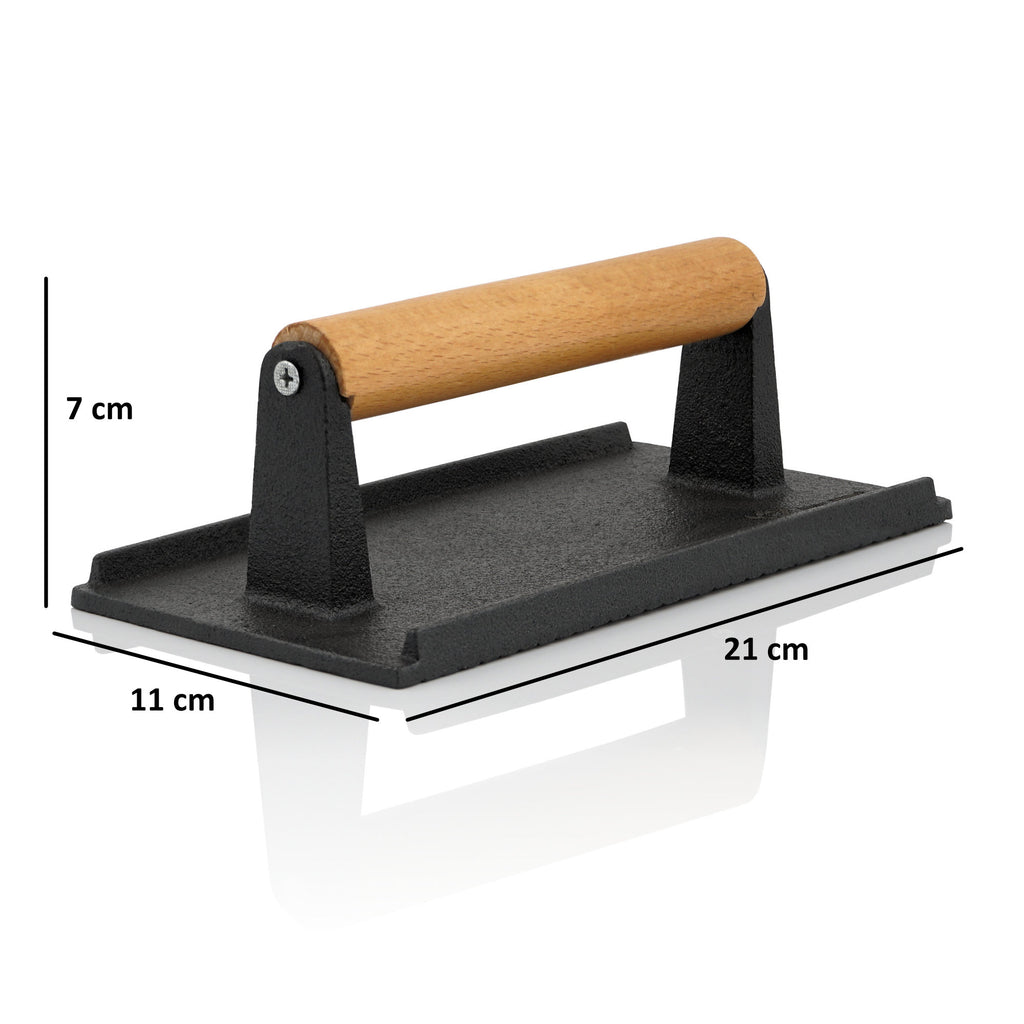 Ensemble de cloches chauffantes, Ø 31,5 cm, acier inoxydable, comprenant un poids à viande en fonte (carré)