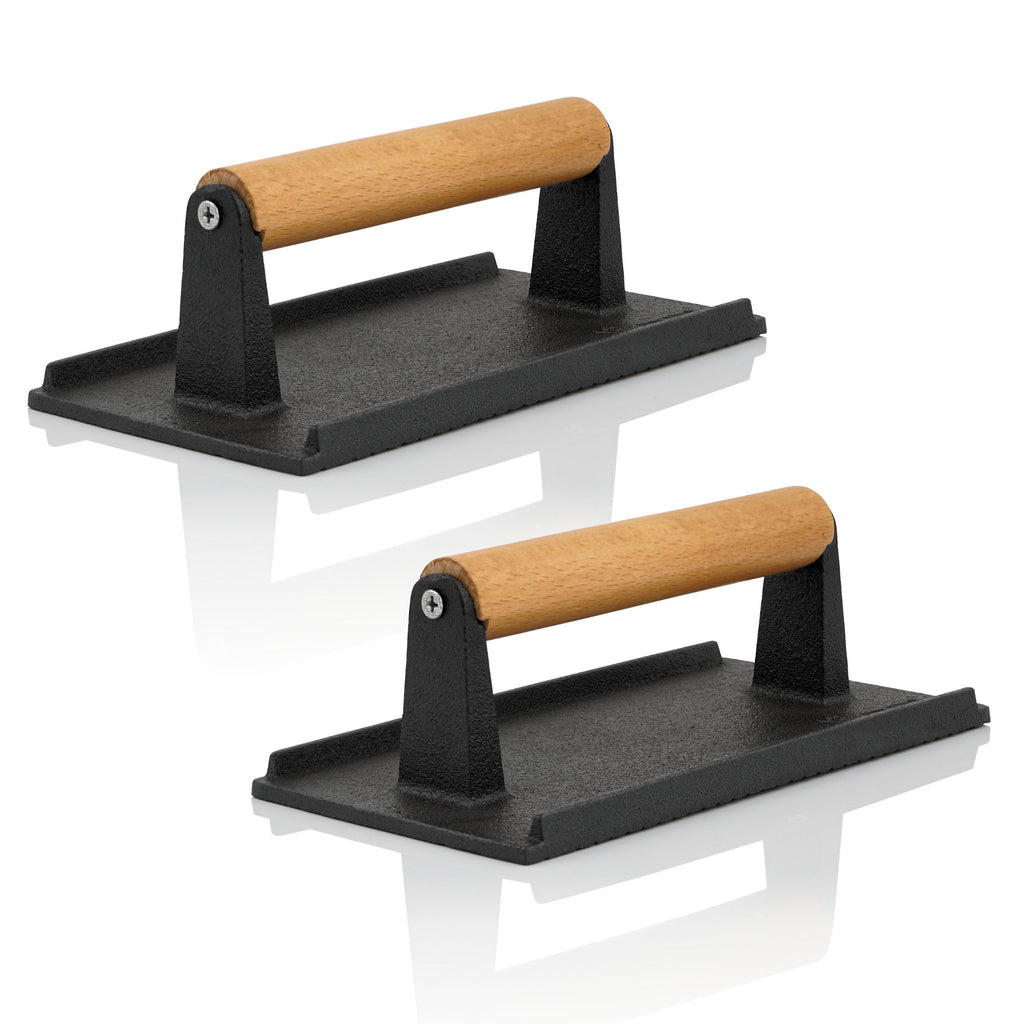 Meat weight, cast iron, with wooden handle