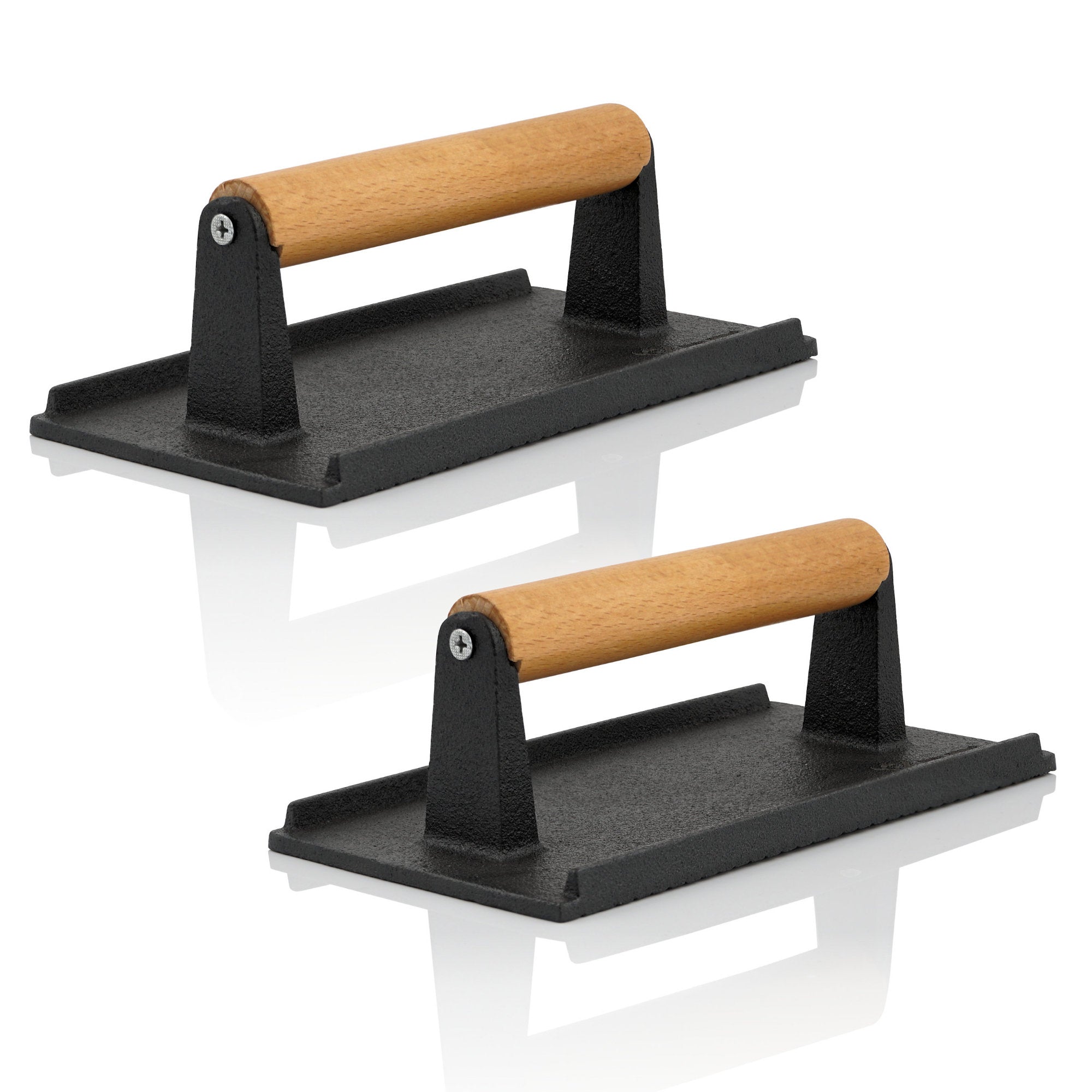 Poids à viande, en fonte, avec poignée en bois